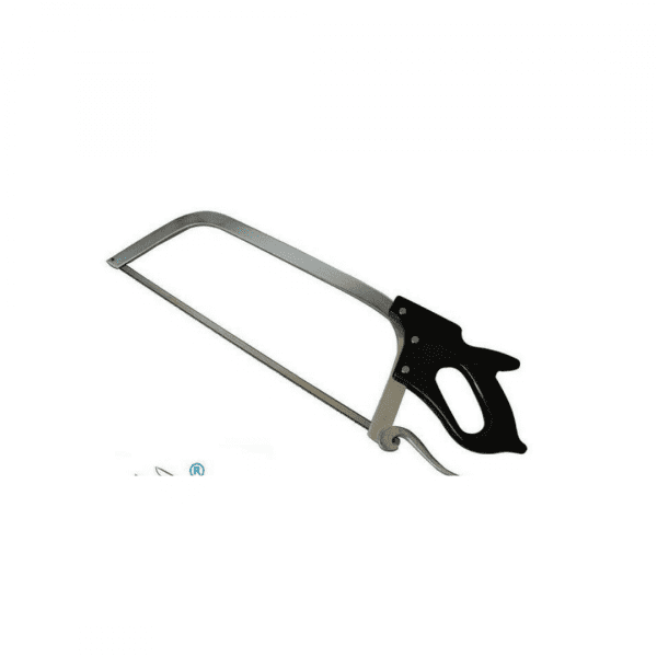 Butcher Bone Saw is widely used in Abattoirs, Boning Rooms & Butcher shops for breaking down the carcasses of Beef, Sheep & Pork. Comes with Clip-lock pins 17.5? Butchers Hand saw, frame made from Aluminum Lightweight Black Poly Handle Camlock tensioner gives easy blade release and automatic tension to new blade Replacement blades available